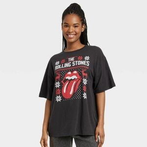 The Rolling Stones Short Sleeve T-Shirt Winter Holiday Theme Snowflakes Reindeer